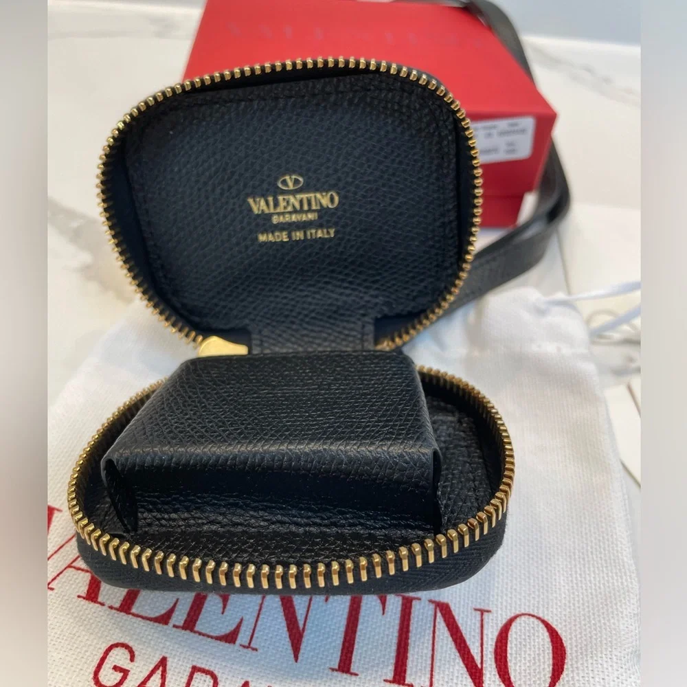 VALENTINO GARAVANI VLogo Calfskin Airpods Pro Case With Leather Strap